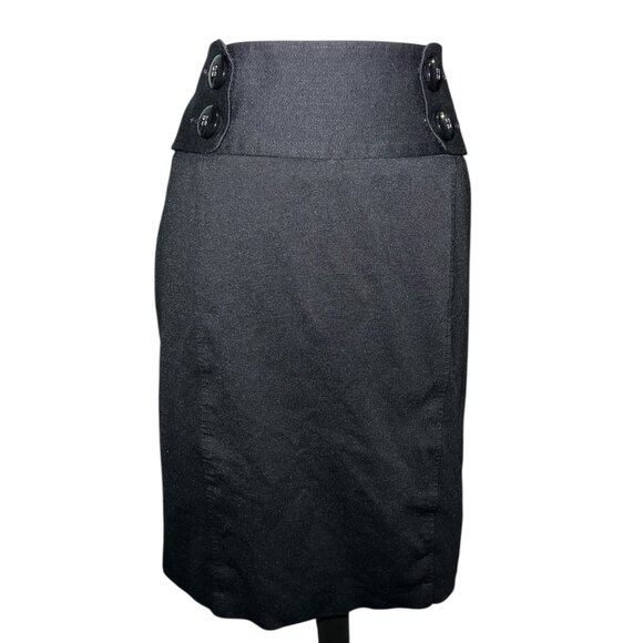 INC Black High-Waisted Button Detail Pencil Skirt Size 14 International Concepts - Picture 6 of 12